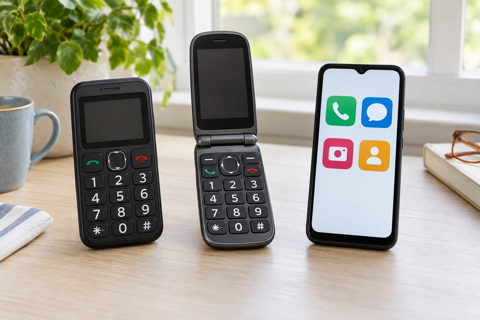 Telefon s velikim tipkama, preklopni telefon i pametni telefon
