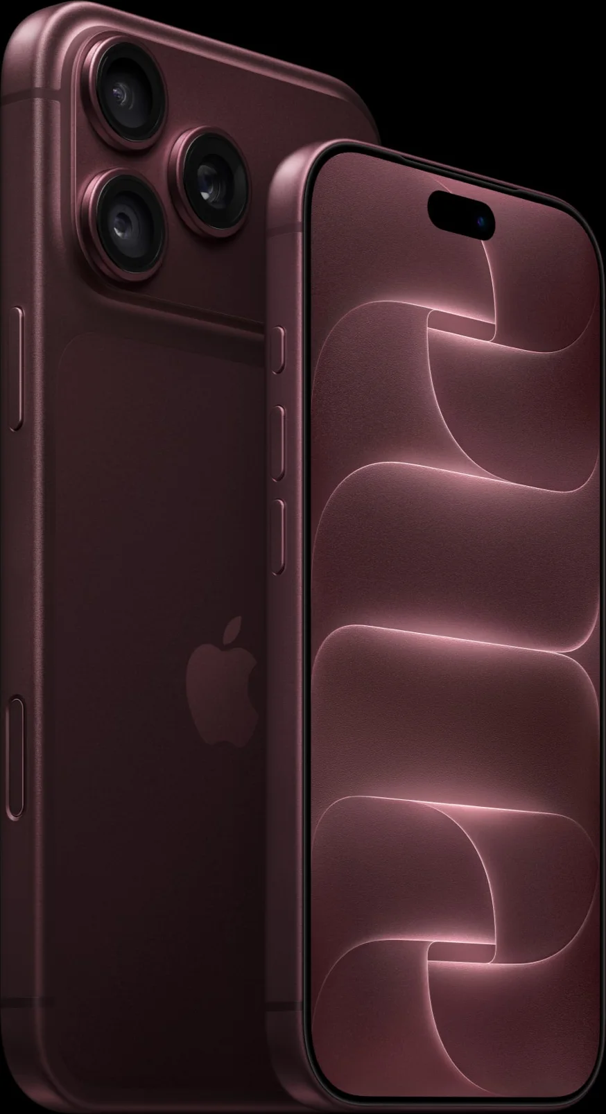 Stražnja i prednja strana telefona iPhone 18 Pro u bordo boji