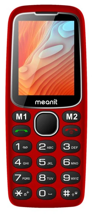 Prednja strana crvenog telefona Meanit Senior 10 Plus