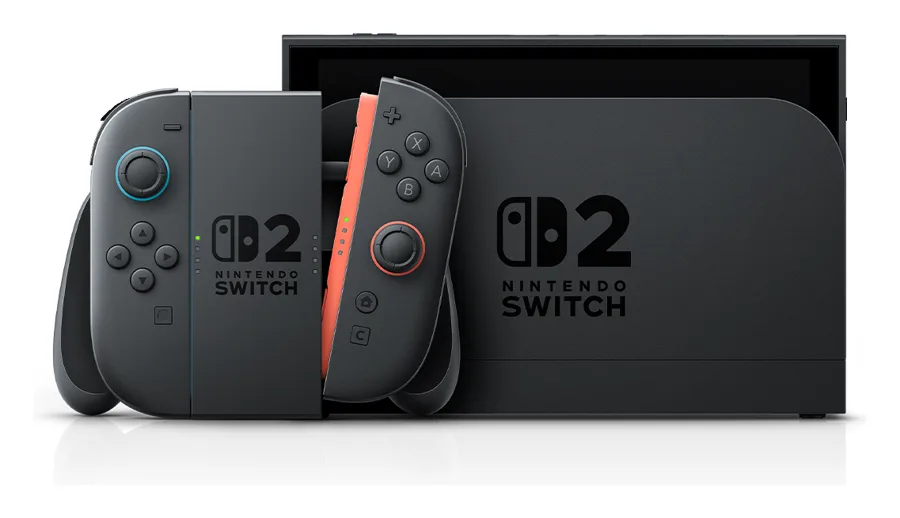 Konzola Nintendo Switch 2 u priključnoj stanici i kontroleri Joy-Con 2 u držaču