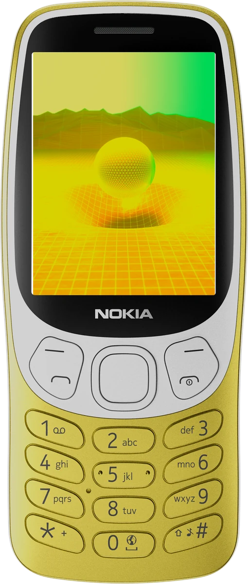 Prednja strana žute Nokije 3210 iz 2024.