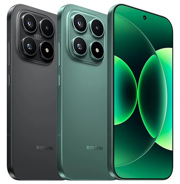 Stražnja strana crnog i zelenog telefona Xiaomi 17 te prednja strana